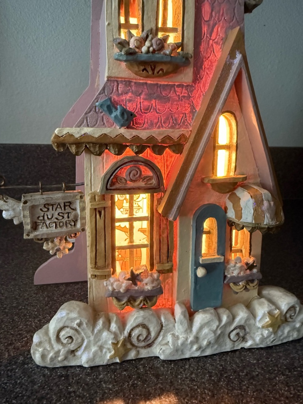 Kurt S. Adler Lighted STAR DUST FACTORY House Whimsical Pastel Fairy House Lamp
